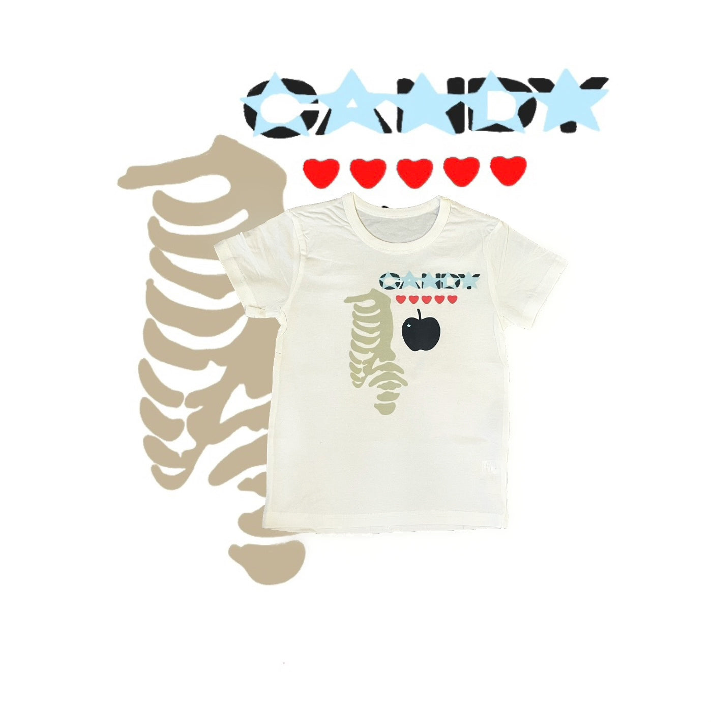 candle apple heart baby tee